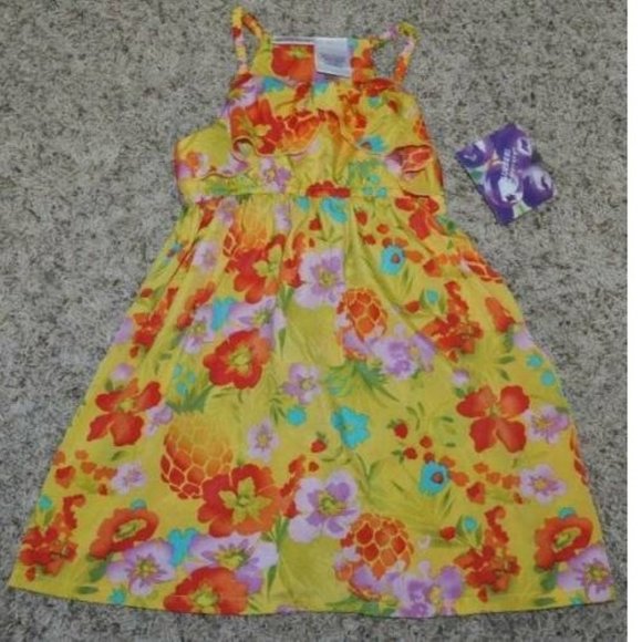 *Sun Dress Blueberi Blvd sz 5 Yellow Floral Summer Easter Sleeveless Scoop Girls - Picture 2 of 5